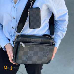 Louis Vuitton Graphite Trio Messenger Bag, Pouch, and Zipped Coin Purse