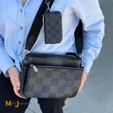 Louis Vuitton Graphite Trio Messenger Bag, Pouch, and Zipped Coin Purse