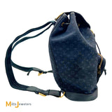 Louis Vuitton Vintage Montsouris GM Monogram Denim Navy Blue Backpack 2003