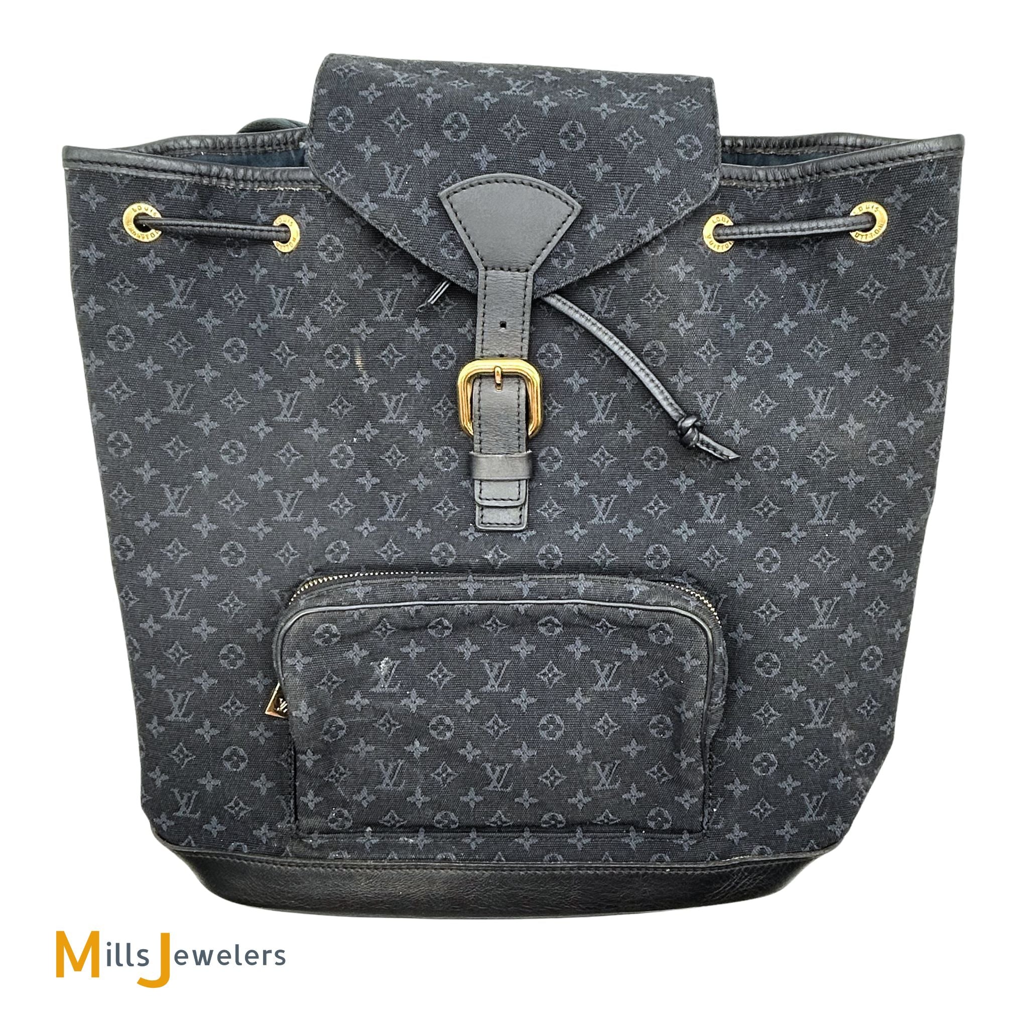 louis vuitton blue canvas backpack Louis Vuitton Vintage Montsouris Mini Lin Gm Backpack