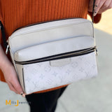 Louis Vuitton Outdoor Messenger Bag Arctic White Taiga Leather Monogram Canvas