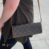 Louis Vuitton Monogram Pochette Twin Convertible Clutch Shoulder Bag 2001