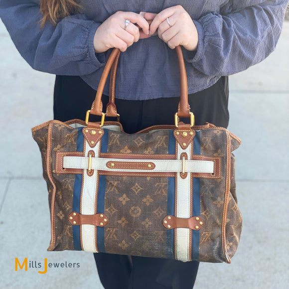 Louis Vuitton Limited Edition Monogram Rayures Tissé Sac GM Tote Bag 2008