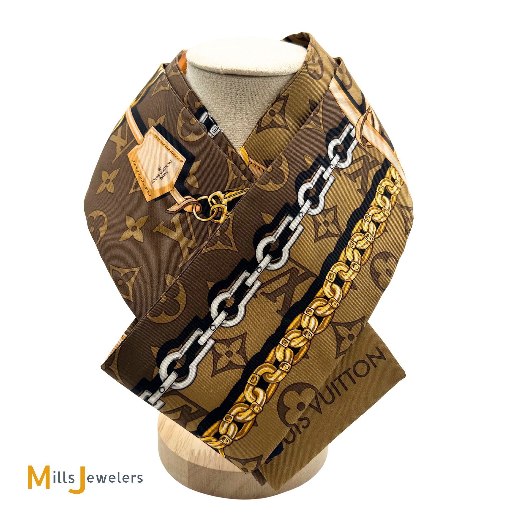 Louis Vuitton Monogram Confidential Bandeau Silk Scarf Brown 2018