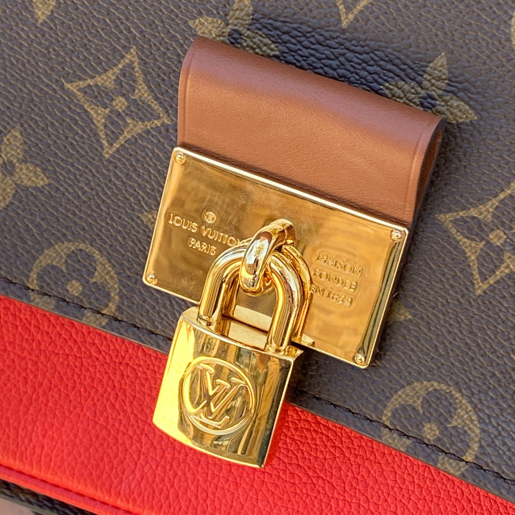 LV Vaugirard Monogram Canvas Shoulder Bag Coquelicot