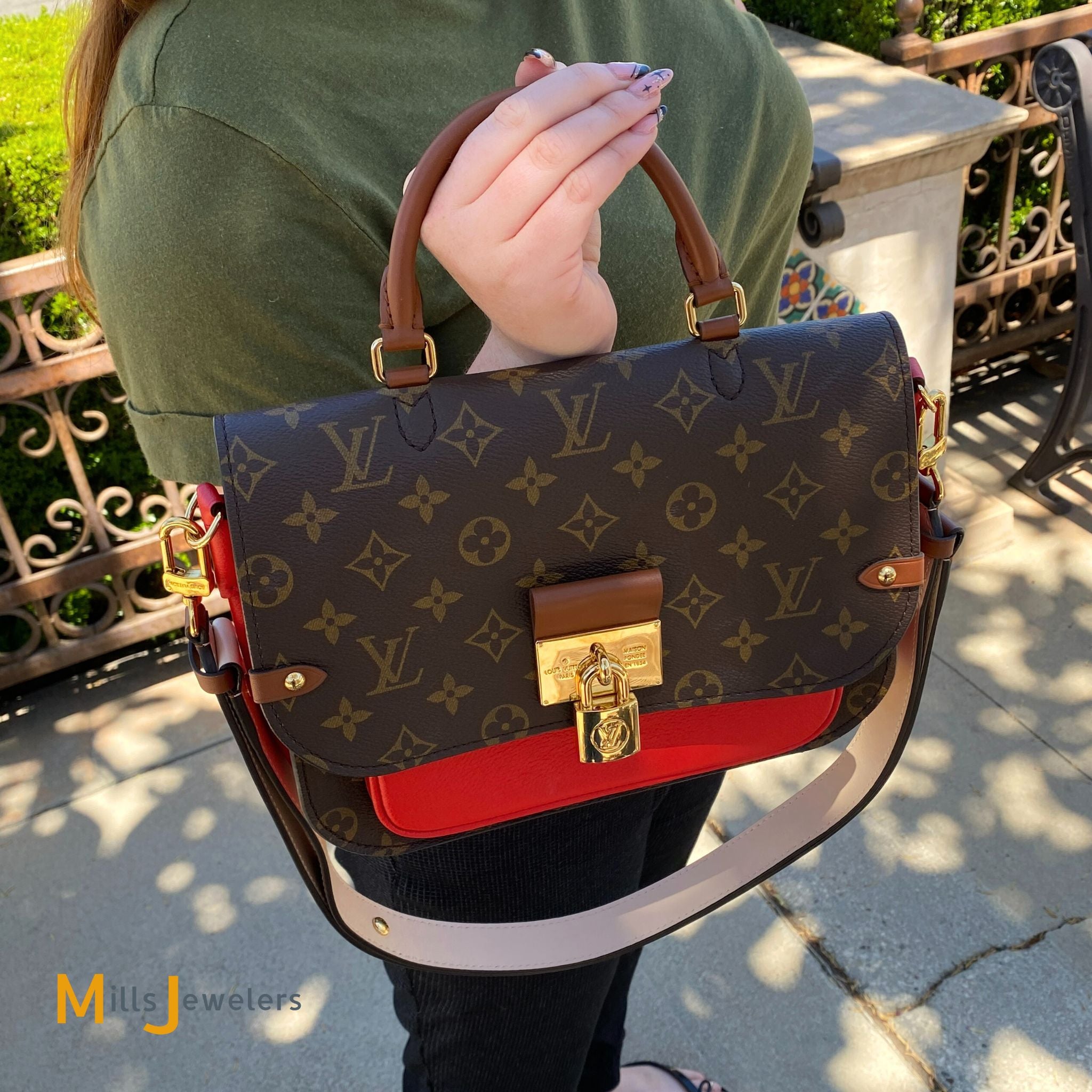 Louis vuitton purse with red trim online