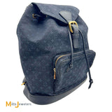 Louis Vuitton Vintage Montsouris GM Monogram Denim Navy Blue Backpack 2003