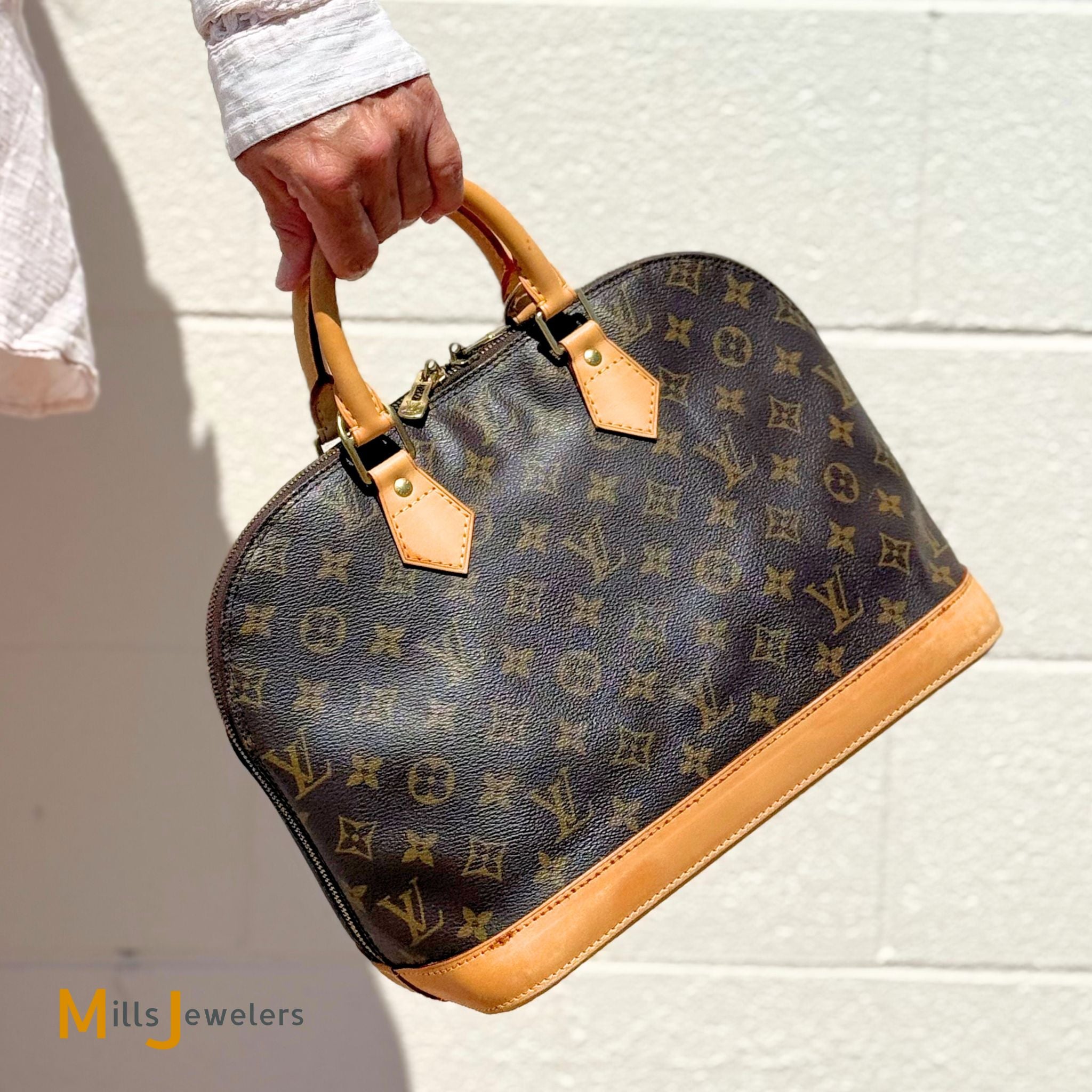 Vintage Louis Vuitton Alma MM Monogram Canvas Satchel Handbag 1996