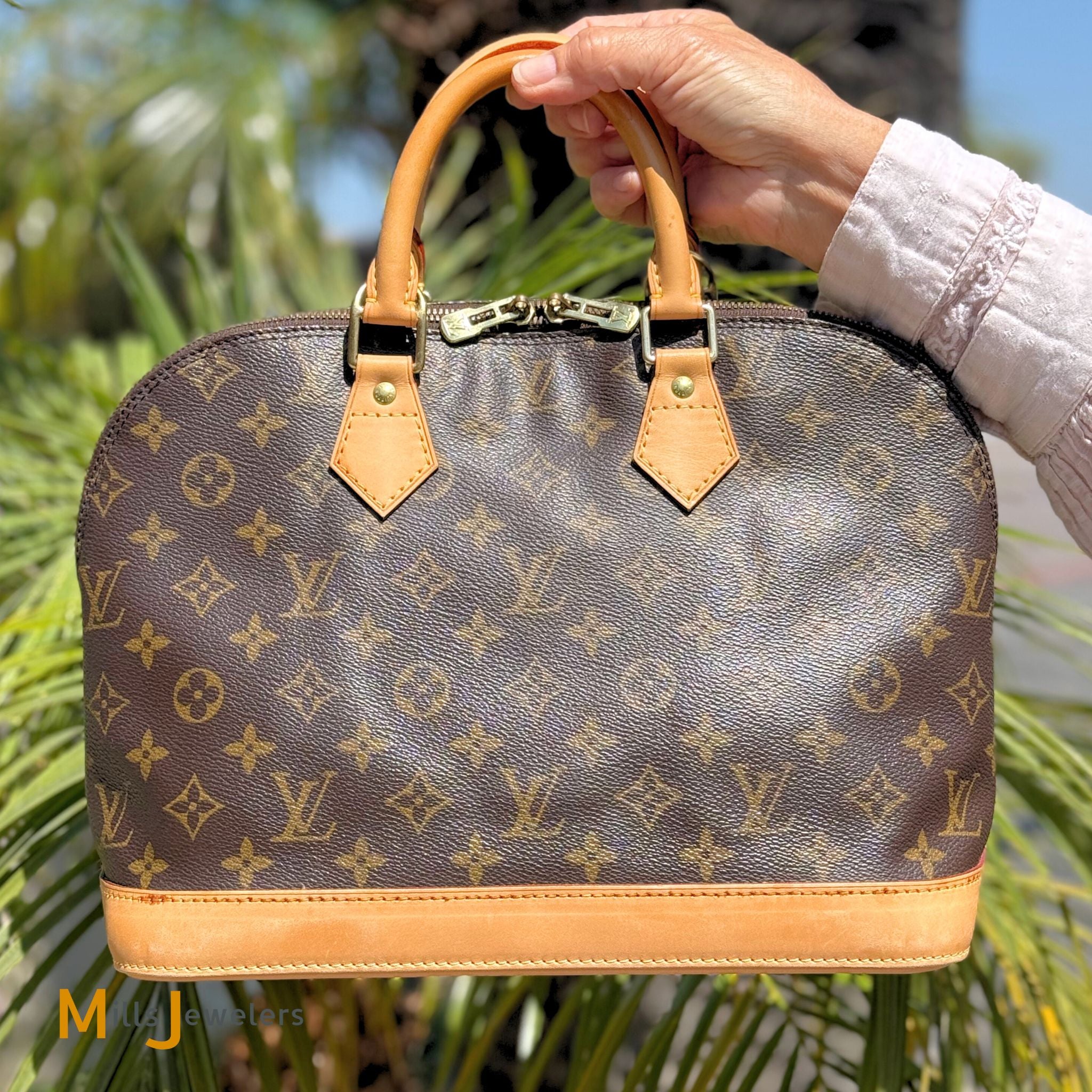 Vintage Louis Vuitton Alma MM Monogram Canvas Satchel Handbag 1996