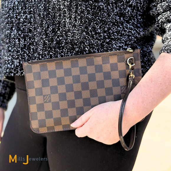 Louis Vuitton Damier Ebene Neverfull Pochette in Cerise Red 2016