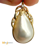 Vintage World Wide Imports 14K Yellow Gold 0.03ctw Diamond and Mabe Pearl Pendant