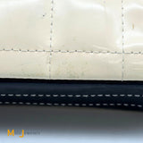 Chanel Vintage Cream and Black Patent Leather Chocolate Bar East West Shoulder Bag