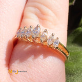 14K Yellow Gold 7-Stone 0.25ctw Natural Marquise Diamond Ring Size 5.75
