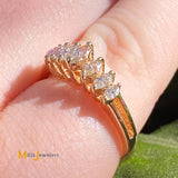 14K Yellow Gold 7-Stone 0.25ctw Natural Marquise Diamond Ring Size 5.75