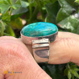 Signed AH Large Men's Cabochon Turquoise Sterling Silver 925 Ring Size 11