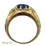 14K Yellow Gold 3.15ctw Cabochon Lapis Cocktail Band Men's Ring Size 8.5
