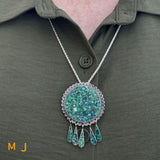 Sterling Silver 925 Mexico Turquoise Sodalite Dangle Pin Pendant Combo