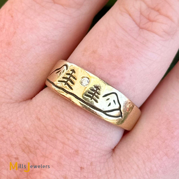 Gold Rush Gallery 14K Yellow Gold 0.02ct Diamond Band Ring Size 8.75