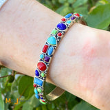 Multi Stone Sterling Silver 925 Cuff Bracelet