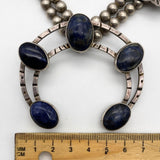 Sterling Silver Taxco Blue Sodalite Squash Blossom Necklace