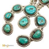 Sterling Silver 925 Turquoise Squash Blossom Necklace 28”