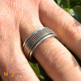 Bruce Morgan Navajo Sterling Silver 925 and 14K Yellow Gold Band Ring Size 10.5