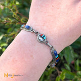 Raylan & Pattie Edaakie Zuni Multi-Stone Inlay Sterling Silver Link Bracelet