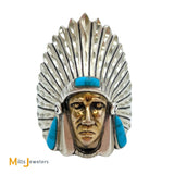 Sterling Silver 925 Native Headdress Turquoise Ring Size 12.5