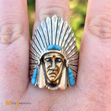 Sterling Silver 925 Native Headdress Turquoise Ring Size 12.5