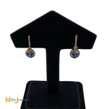 14K Two-Tone Gold 0.93cts Natural Blue Sapphire 0.44cts Diamond Earrings