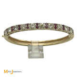 14K Yellow Gold 3.80ctw Round Brilliant Diamond 0.44ctw Ruby Bangle Bracelet
