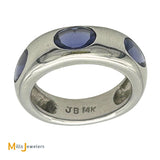 Signed JB 14K White Gold 1.80ctw Iolite Band Size 6.25