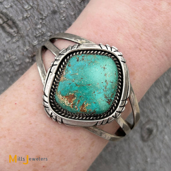 James W Toadlena Navajo Royston Turquoise Sterling Silver 925 Cuff Bracelet