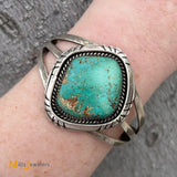 James W Toadlena Navajo Royston Turquoise Sterling Silver 925 Cuff Bracelet