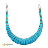 Vintage Betty Thomas Sanel Navajo Sterling Silver 925 Graduated Turquoise Link Necklace 16"