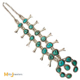 Sterling Silver 925 Turquoise Squash Blossom Necklace 28”