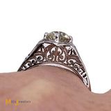 Platinum GIA-Certified 1.09ct Old Mine Brilliant Cut Diamond Engagement Ring Size 6.25