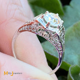 Platinum GIA-Certified 1.09ct Old Mine Brilliant Cut Diamond Engagement Ring Size 6.25
