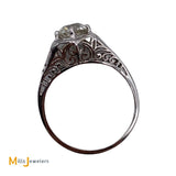 Platinum GIA-Certified 1.09ct Old Mine Brilliant Cut Diamond Engagement Ring Size 6.25