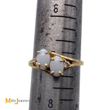 14K Yellow Gold 0.34cts Australian Fire Opal 0.06cts Diamond Cocktail Ring Size 7