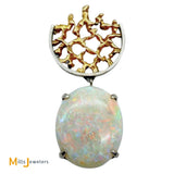 14K Two-tone Gold 10ct Australian Fire Opal Abstract Slide Dangle Pendant
