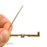 Vintage 14K Yellow Gold 0.28ct Blue Sapphire 0.05ctw Diamond and Pearl Lapel Pin
