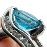 14K White Gold 4.82ct Blue Zircon and 1.0ctw Diamond Solitaire Ring Size 6.75