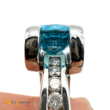 14K White Gold 4.82ct Blue Zircon and 1.0ctw Diamond Solitaire Ring Size 6.75