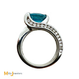 14K White Gold 4.82ct Blue Zircon and 1.0ctw Diamond Solitaire Ring Size 6.75