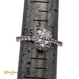 14K White Gold 0.83ctw Oval-Cut Natural Diamond Halo Engagement Ring Size 5