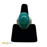 Signed AH Large Men's Cabochon Turquoise Sterling Silver 925 Ring Size 11