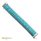 Vintage Betty Thomas Sanel Navajo Sterling Silver 925 Turquoise Link Bracelet 7"