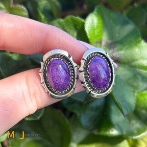 Vintage W Yellowhorse Patricia Platero Navajo Sterling Silver 925 Sugilite Earrings