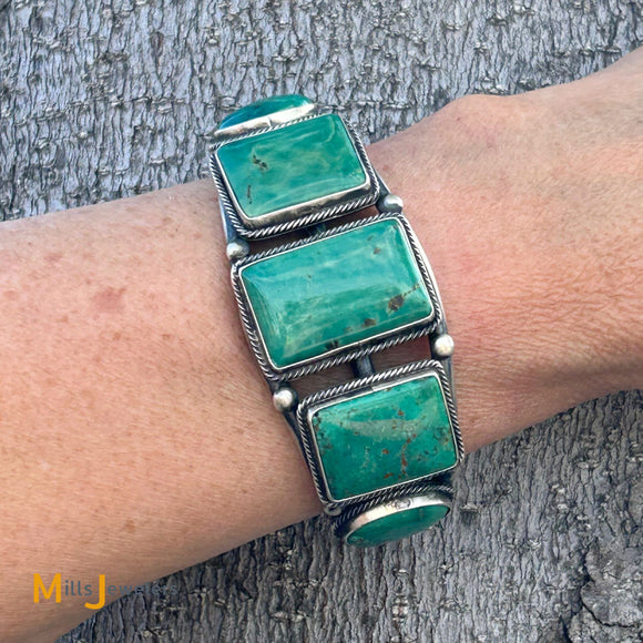 Paul J Begay Navajo Royston Turquoise Sterling Silver 925 Cuff Bracelet